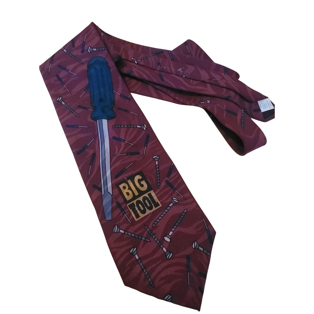 Home Improvement Tim Allen Big‎ Tool Necktie Burgundy Novelty TV Show 90s Y2K